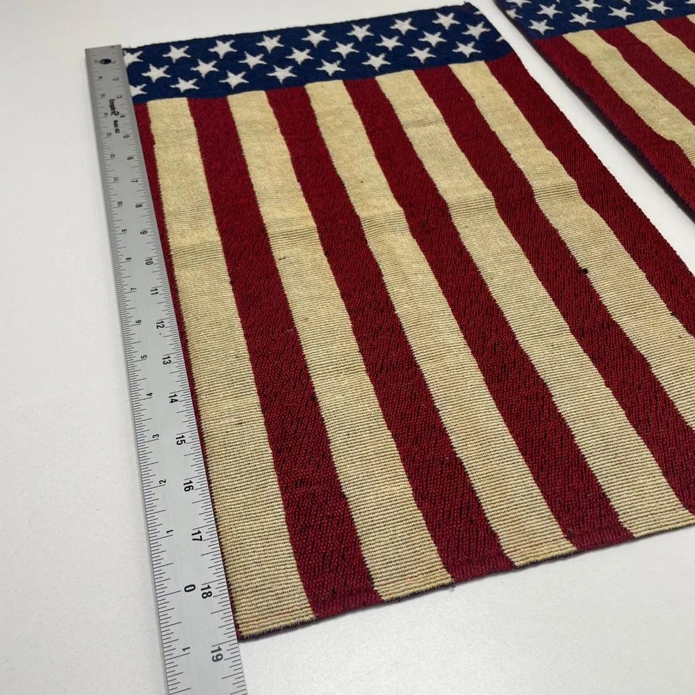 Set of 2 American Flag Woven Tapestry Placemats Patriotic Americana 18x12.5